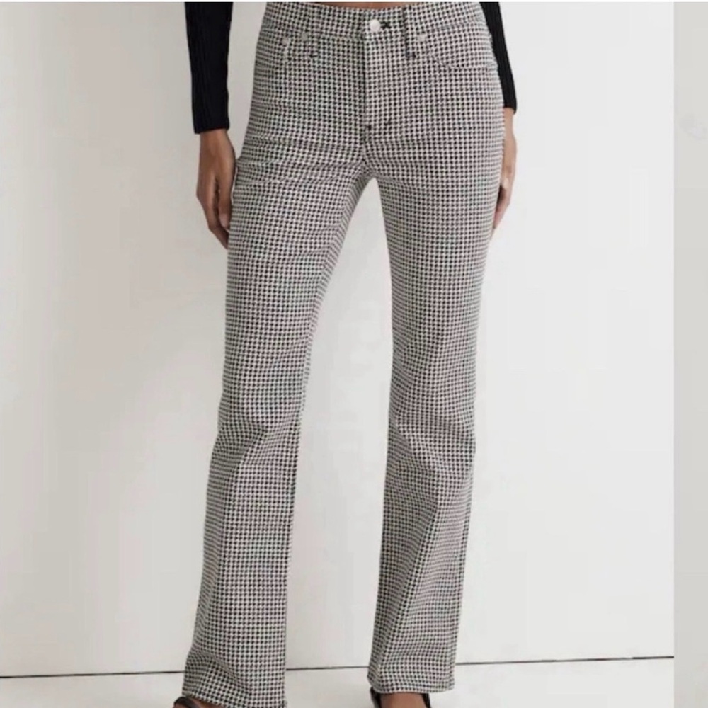 Madewell houndstooth crop jeans size 27, green/brown/black houndstooth